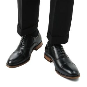 Bruno Marc Men's Oxford Shoes Size 12 Black Classic Cap Toe PU Leather Formal